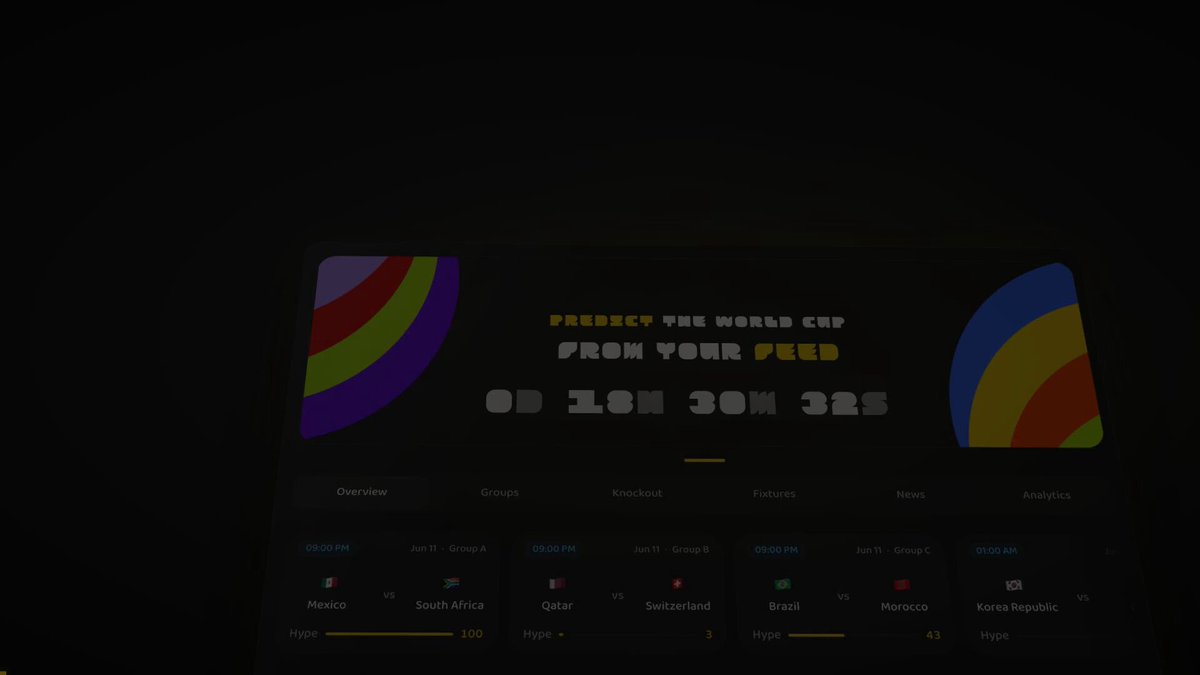 The image shows a computer screen displaying a website called Prediction Markets, which is a platform for trading financial instruments based on market predictions. The website has a colorful design with purple, yellow, green, blue, orange, and pink colors. The text on the website reads "From Your World" and "Prediction markets directly from your X feed Hyped to see @kash_bot go live on @base".