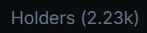 A simple dark gray interface snippet displaying the text 'Holders (2.23k)' in a light gray sans-serif font.