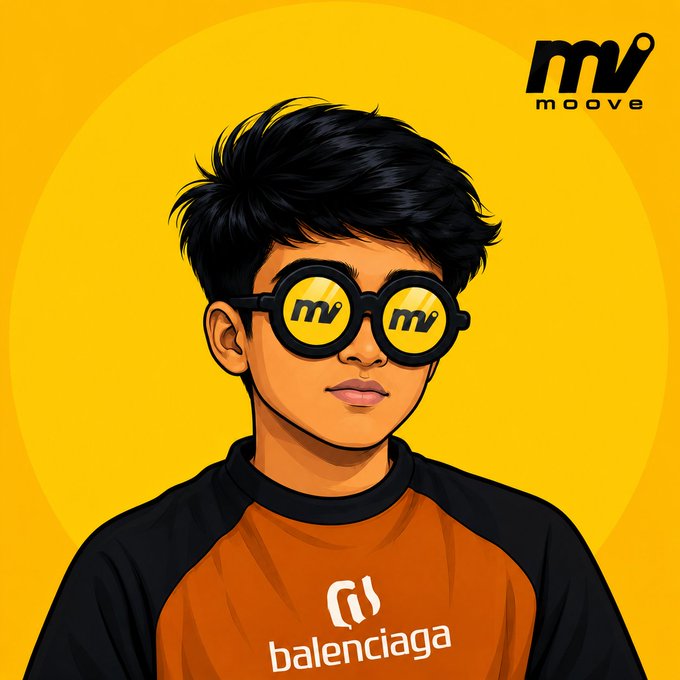 The image features a cartoon boy wearing glasses, an orange shirt with "balencia" written on it, and yellow sunglasses. The background of the image is yellow, which complements the boy's attire. There are also words visible in the image that seem to be related to the post about the Ambassador Program or Web3.