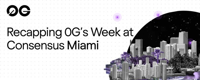 The image features a cityscape with buildings, including one that has "OG" written on it. The text "Recapping OG's Week at Consensus Miami" is also present in the image. This suggests that the image might be related to an event or gathering involving blockchain technology and cryptocurrency.