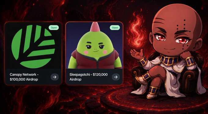 The image features a cartoon character sitting in a chair surrounded by a red background with a green leaf shape. The main subject of the image is a cartoon character that appears to be a boy or a man wearing robes, possibly royalty. In front of this character, there are two other cartoon characters - one being a green monster and another being a person dressed like a king. The post also includes text about gaming opportunities on social media platforms such as Instagram and Twitter.