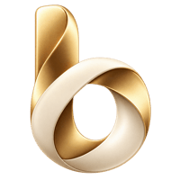 A 3D rendered golden swirl ribbon logo on a white background.