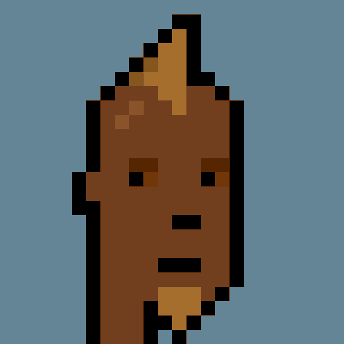 A pixel art representation of a brown object, possibly a stick or tool, against a solid blue background.