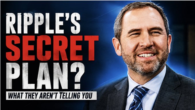 A thumbnail-style image features a man in a suit beside bold text reading "RIPPLE'S SECRET PLAN? WHAT THEY AREN'T TELLING YOU."