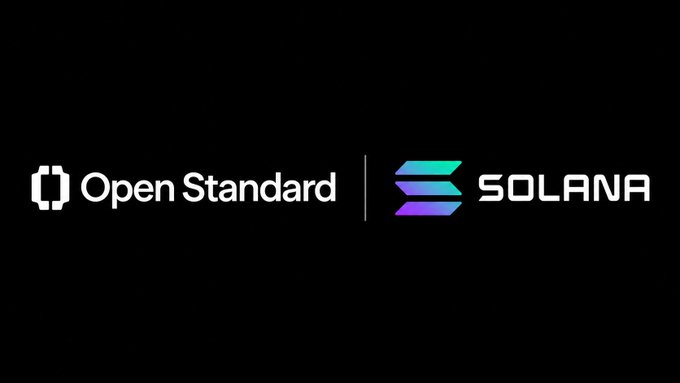 A black banner displays the logos "Open Standard" and "SOLANA" side by side, separated by a vertical line.