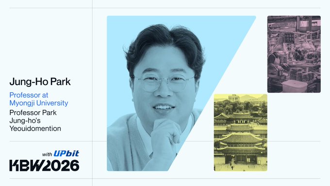 A conference promotional image for 'KBW2026' featuring Jung-Ho Park, Professor at Myongji University, with text 'Professor Park Jung-ho's Yeouidoment' and small images of architecture.