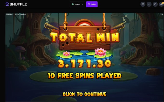 The image depicts a slot machine or video game display with the score of 10 free spins played displayed at 3:17:30, resulting in a total win of $3,170.30. The content also mentions that there are some loads played on this machine and suggests that it's a leaderboard related to Frogger.