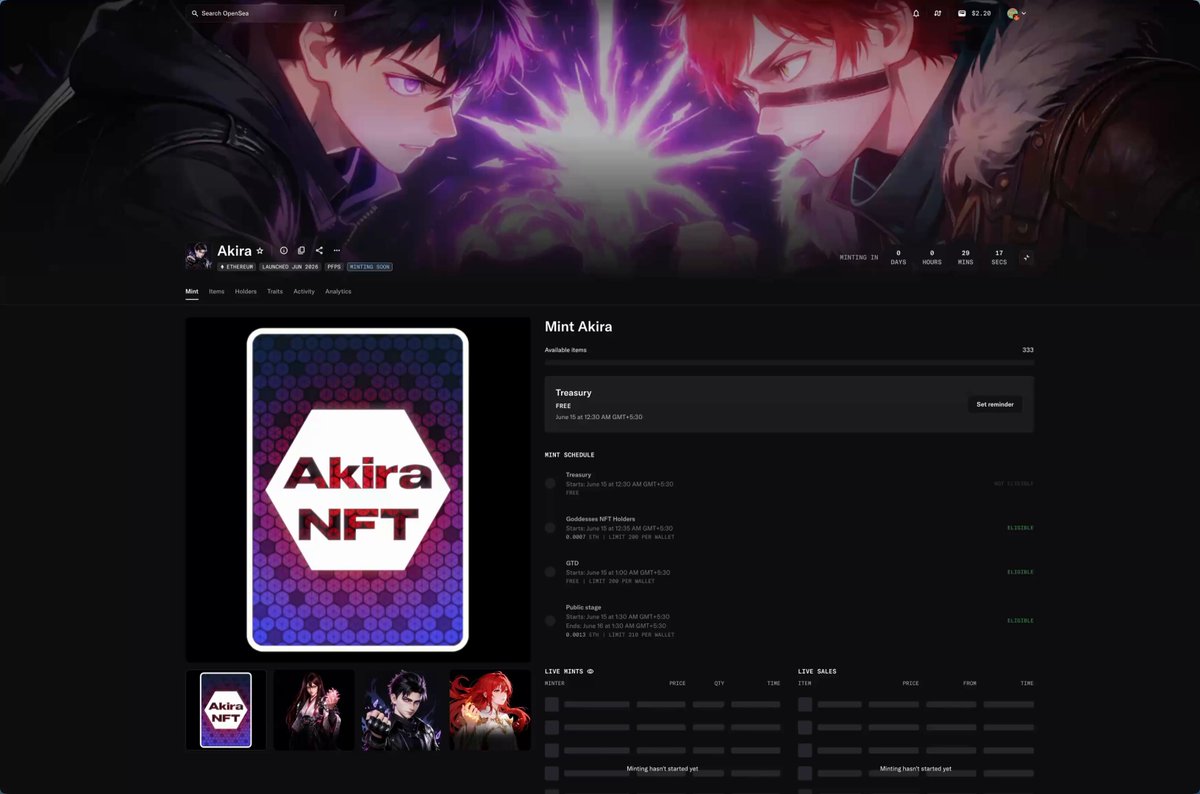 A screenshot of an AkiraNFT account page with a player card that has anime cards displayed, and a user interface that includes options such as "Play", "Mute", and "Quit". The image also shows a special mint stage created for those who own NFTs, which is featured on the image. This image is related to the post because it displays information about a particular anime collection or game, possibly AkiraNFT, that has been dedicated to creating content for NFT holders.