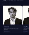 A dark-themed website featuring headshots of professional advisors, with names like 'Mark Utoff' and 'John Magera' visible beneath the photos.
