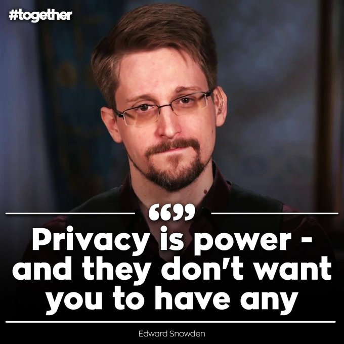The quote in the image is "6999 Privacy is power - and they don't want you to have any". This quote appears to be related to a social media post or a public statement by Edward Snowden about privacy and its importance in today's world. The presence of a man with glasses and a beard wearing a watch further supports this notion, as he is the main subject of the image that reads "6999 Privacy is power - and they don't want you to have any".