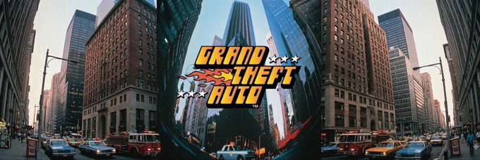 The image features a mirrored city street scene with the "Grand Theft Auto" logo prominently displayed in the center, flanked by urban skyscrapers and traffic. This visual ties to the post by using the iconic GTA branding to play on the $GTA ticker, suggesting the meme coin could "grab attention" like the game itself, with the early positioning emphasized through the crowded street imagery hinting at a timeline that may soon fill up.