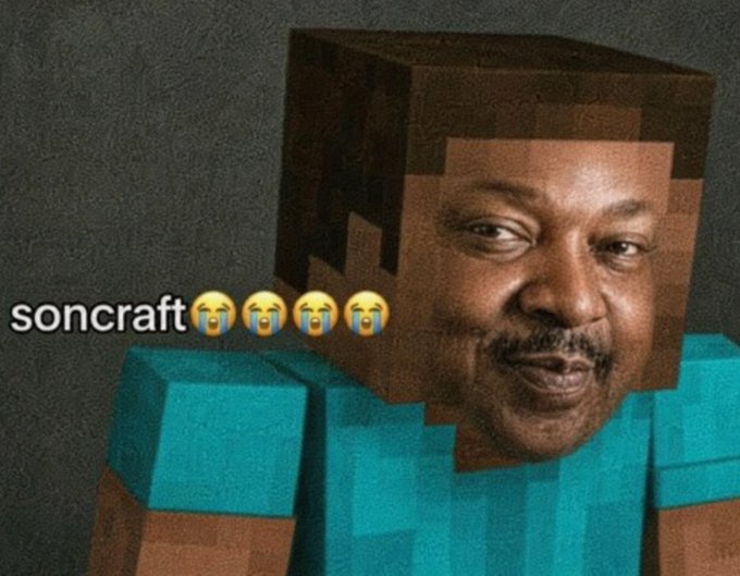 The image shows a Minecraft character (Steve) with a realistic human face edited onto it, accompanied by the text "soncraft😭😭😭😭" — likely referencing "ItsSteve" from the post, with the crying emojis humorously reflecting the $875,000 payout on a $175,000 bet that Cristiano Ronaldo will score.