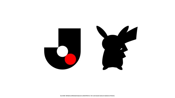 The image features a black letter "J" logo with a white and red dot, alongside a silhouette of Pikachu, with a copyright notice mentioning Pokémon, Nintendo, and GAME FREAK at the bottom.