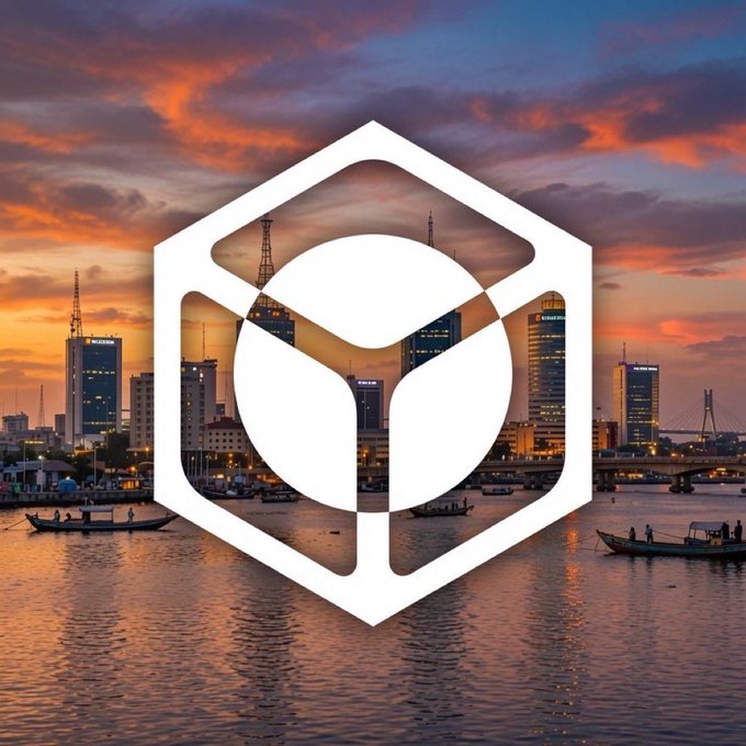 An image showing a white hexagonal logo containing a stylized 'Y' or cube shape overlaid on a scenic sunset view of a harbor city skyline with boats on the water.