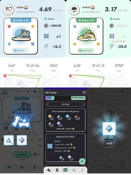 The image shows a screenshot of an app that displays two different game modes for a mobile game called "Overslept with a second nap today Only dug GST and called it a day." The first mode features a character named "HEAL3" who is in need of healing, while the second mode has a character named " PixelPot" who is in need of a new pair of shoes. Both characters are shown on separate screens within the app.