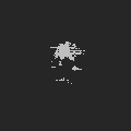 A small white 8-bit style sprite or pixel art figure resembling a creature, rendered against a solid black background.