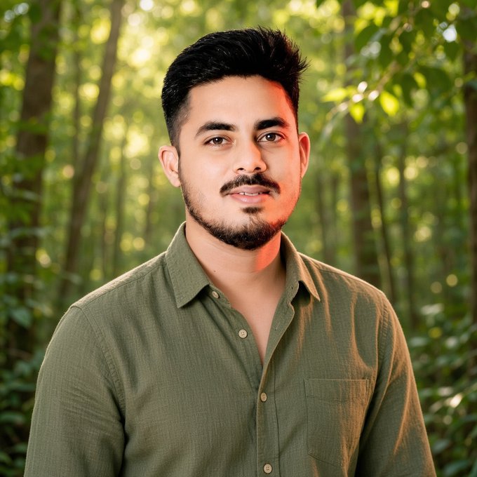 A young man with dark hair and a beard, wearing an olive green button-up shirt, stands in a sun-dappled forest setting. The natural backdrop and calm demeanor reinforce the post's message about sleep being more than just data—emphasizing restful recovery and listening to one's body over rigid tracking.