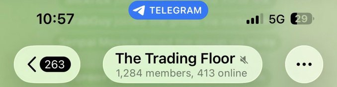 A Telegram chat screenshot shows "The Trading Floor" with 1,284 members and 413 online, illustrating the post's sarcastic jab at someone dismissing the small but active 1,300-member ECA meme community as insignificant.