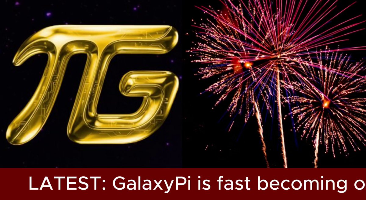 The image features two different images side by side with the text "LaTeTest: GalaxyPi is fast becoming o". The first image shows a fireworks display, while the second image displays a golden letter "T" against a black background.