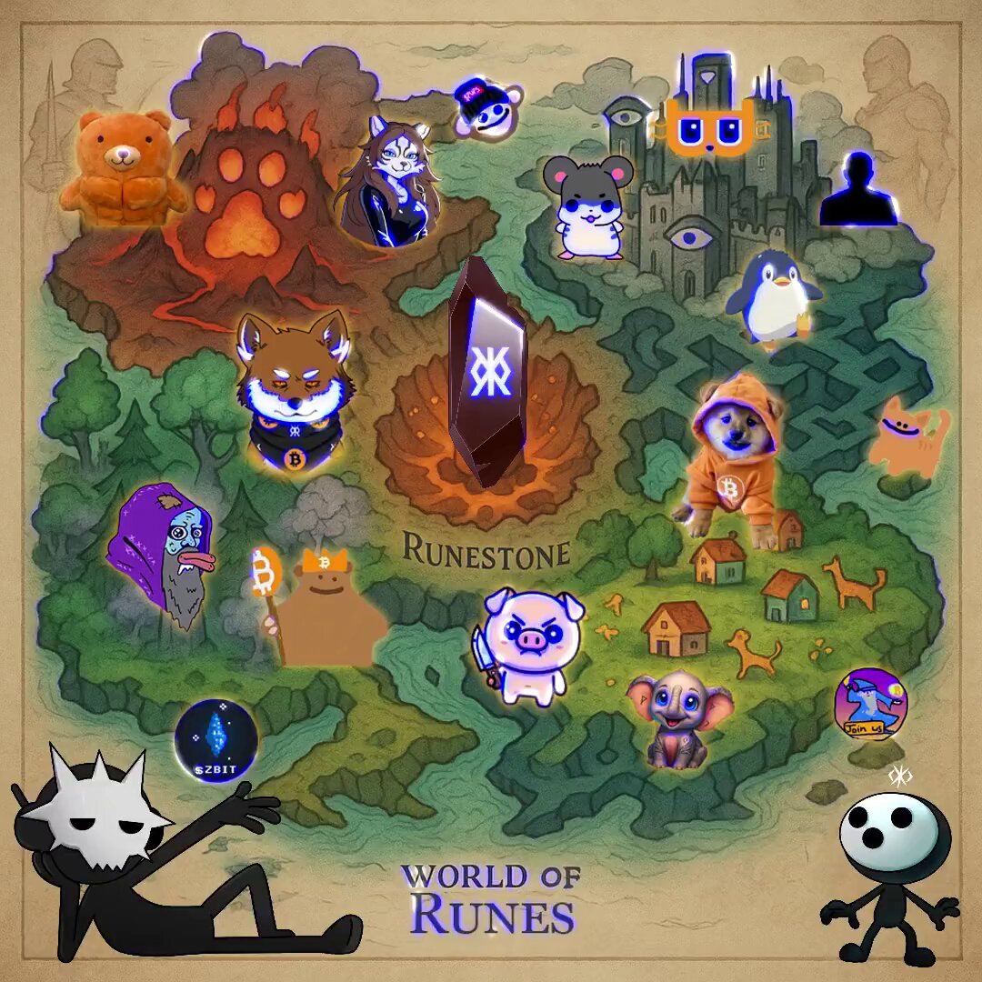 The image features a cartoon map of a world with various characters, including a bear, a cat, a pig, and other animals. These characters are scattered across the map, creating an interesting and colorful scene. The map also includes elements such as a castle, a dragon, and a crystal ball. In addition to these elements, there is a text overlay that reads "gm ordinals". This suggests that the image might be related to a game or a cartoon series where characters are depicted in a world with different elements like castles, dragons, and crystals. The presence of this text indicates that the image could be part of an online post or social media content promoting such a game or series.
