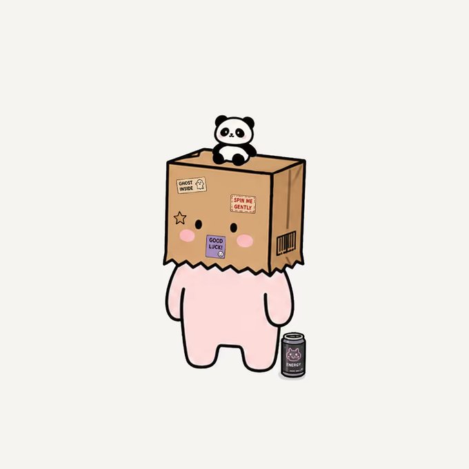 The image features a cartoon panda standing inside an open cardboard box, with a can of beer next to it. The text "Happy Tuesday" is visible in the image as well. This scene seems to be related to the GM Web3 platform, possibly as part of a social media post or advertisement campaign promoting the platform's content and services.