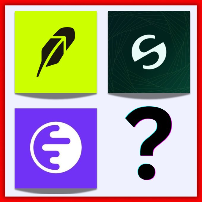 A four-panel graphic featuring three cryptocurrency logos—a green feather icon, a green 'S' logo, and a purple 'e' logo—alongside a large black question mark on a gray background.
