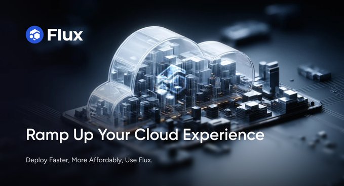 The image shows a computer screen with a cloud server, which appears to be a Raspberry Pi or Arduino board. Below this image, there's text that reads "Ramp Up Your Cloud Experience" followed by an explanation of how to use the cloud service provided by Flux.
