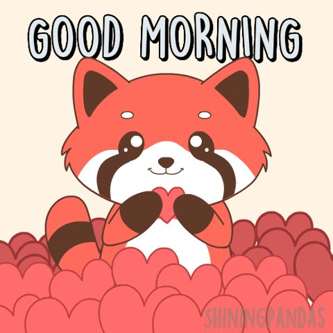 The image features a cartoon red panda holding a heart, surrounded by an abundance of hearts. The panda appears to be smiling, conveying a sense of happiness and positivity. The background of the image is white with the phrase "Good Morning" written in black text at the top. The post also mentions that there are "54 projects talking about growth", which could indicate that the panda's popularity or positive energy has caught the attention of many people, leading to an increase in its visibility and impact on social media platforms.