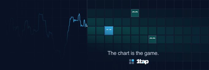 A dark blue 1tap-style graphic shows a faint line chart and grid-like blocks with centered text reading “The chart is the game.” above the “1tap” logo.