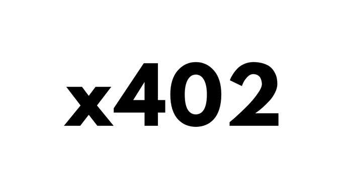 Bold black text on a white background displaying "x402" in a large, clean font.