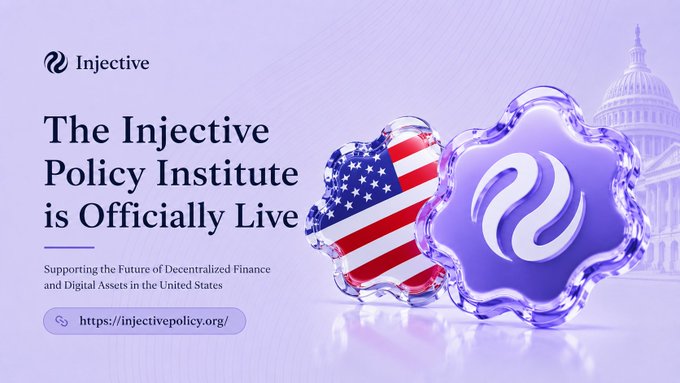 ICOI's "The Injective Policy Institute" logo is displayed on a purple background, accompanied by the text "The Injective Policy Institute is Officially Live".