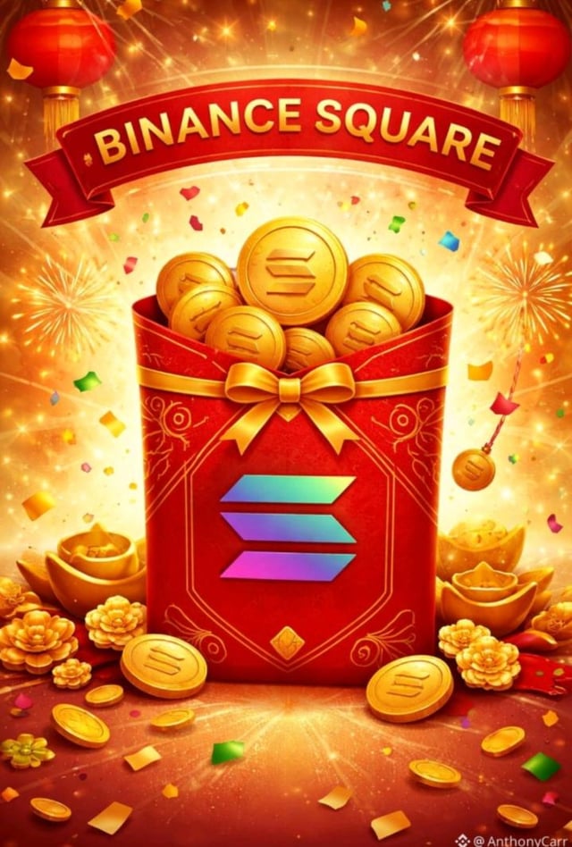 The image features a red box filled with gold coins, surrounded by colorful confetti and other gold objects. The box is placed on a table covered with a red cloth, which has a banner that says "Binance Square". The background of the image is adorned with fireworks, adding to the festive atmosphere. The post about the game's rewards includes a claim for a maximum reward of 300 dollars.