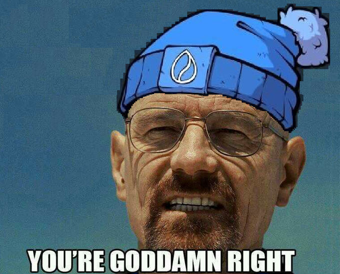 A meme featuring Walter White from Breaking Bad with a cartoon blue Sui (SUİ) logo drawn on his head, captioned 'YOU'RE GODDAMN RIGHT'.