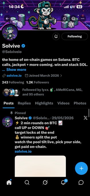 The image shows a social media post with a cartoon monkey sitting on top of a stack of coins, surrounded by various other coins. The post has been tagged with the hashtag #solvveo, which indicates that the post might be related to a gaming event or promotion for Solvveo.