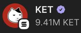 The image displays a crypto balance of 9.41M KET tokens next to the Catizen (KET) logo, celebrating the user's achievement of securing their KET bag.
