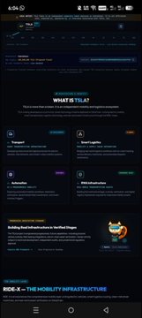 A mobile phone screenshot of the Cardano blockchain explorer Adatools.io displaying the website navigation, transaction and delegation options, and a section titled "What is TSL?" at the top of the screen.