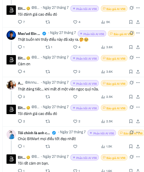 A screenshot of a Vietnamese social media comment thread where users discuss rating something 'cao điêu đố' (very difficult) and express thanks to 'Bit' and others.