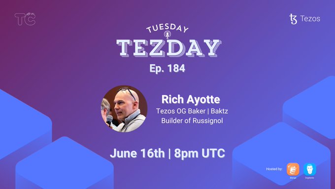 ersatzay podcast episode "tuesday tezday" with Rich Ayote, TZOOS OZBaker IBAKZ, and Builder of Russia on a purple background.