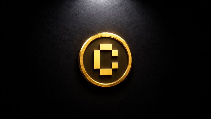 A 3D rendering of a gold coin featuring a stylized 'C' logo on a dark, moody background with subtle lighting.