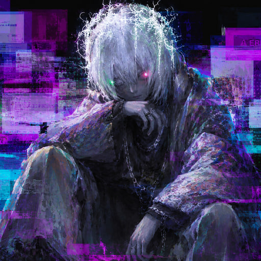 The image features a man with white hair, wearing a purple robe or coat, sitting down and looking sad. The background of the image consists of various shapes and colors, including shades of purple, blue, green, and pink. There are also some text elements in the image that read "IS STARTED!! CA: 7nwfUXA9zdjgb9Ew6ok5Q67JMYFNWE8acxW8uTFKpump #PUMP #SOLANA #DEXSCREENER #MEMECOIN". The man's expression and the overall atmosphere of the image suggest that he is experiencing a moment of sadness or contemplation.