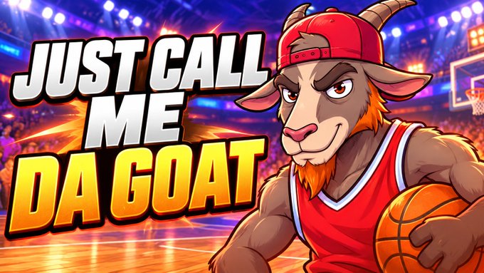 The image displays promotional artwork for what appears to be a YouTube video titled "JUST CALL ME DA GOAT," featuring a confident cartoon goat character wearing a red cap and basketball jersey, holding a basketball on a court. The bold, stylized text and athletic goat mascot likely tie into the channel's gaming or sports-themed content, serving as eye-catching branding for the giveaway promotion.