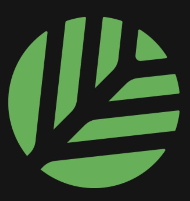 A simple graphic logo consisting of a green circle with stylized horizontal slashes/lines on a black background.
