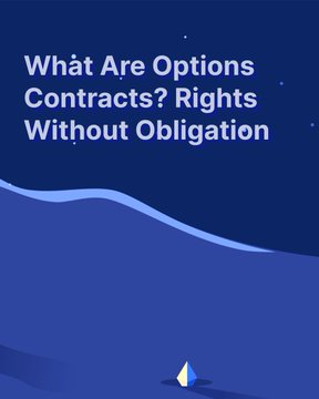 The image features a blue background with a white boat floating in front of it. The text "What Are Options Contracts? Rights Without Obligation" is written above the boat, and there are two small boats visible below it. The first boat is located on the left side of the image, while the second one is situated more towards the right side.