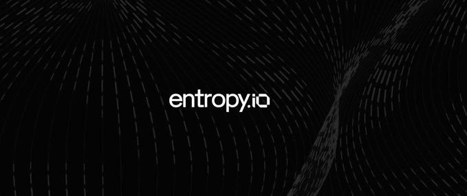A black screen displays the text 'entropy.io' in white.