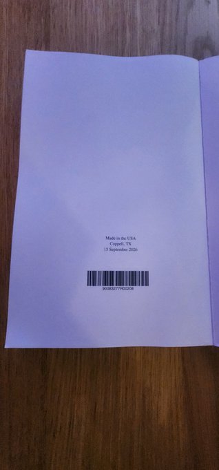 The inside cover of a book showing 'Made in the USA, Coppell, TX, 13 September 2024' text along with a barcode on a white page.