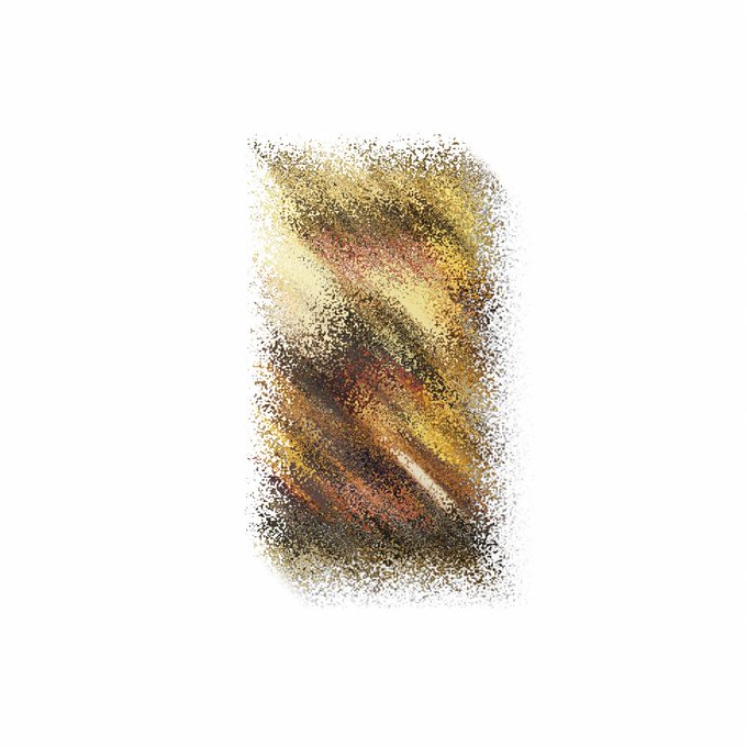 An abstract, textured digital artwork featuring a rectangular patch of grainy gold, brown, and black brushstrokes on a white background, visually evoking the gritty, collectible aesthetic of a Doginal Dogs trading card.