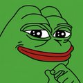 A cartoon illustration of Pepe the Frog with half-lidded eyes and a smug expression against a green background.