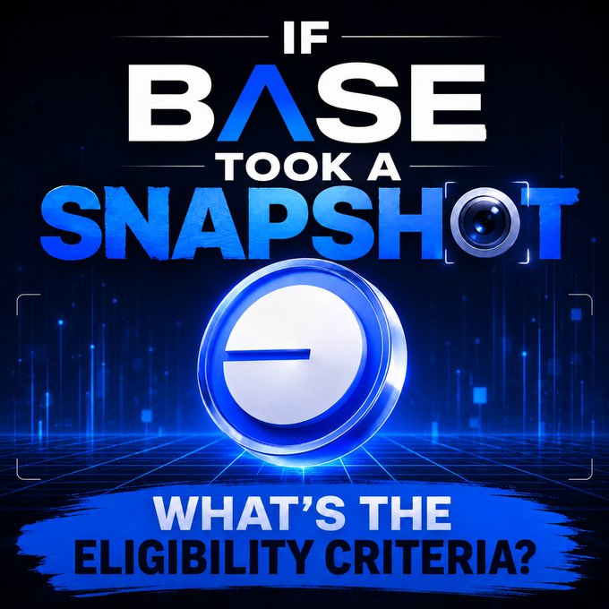 The image features a blue circle with a white border that says "Base took a snapshot?". The caption below the image reads "What's the eligibility criteria?"
