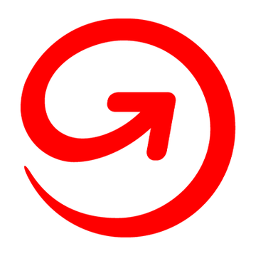 The image displays a red spiral logo with an arrow integrated into its design, symbolizing the seamless flow and conversion between cash and cryptocurrency, which aligns with MoneyGram's announcement of launching its cash-to-crypto service on the Solana blockchain across 25+ countries.