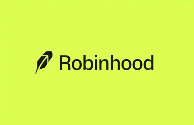 The image displays the Robinhood logo in black text with its signature feather icon on a bright lime green background. This appears to reference the Robinhood trading platform, likely tying into the post's promotion of "$seedcoin" as a growth opportunity for traders watching their investments.